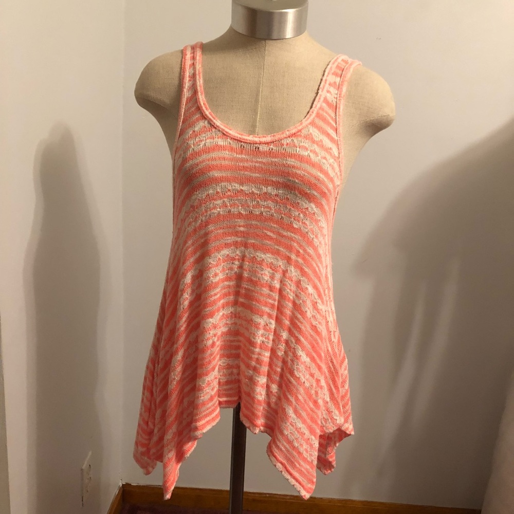 Bethany Mota Pink & White Knitted Flared Tank